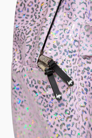 Hype Girls Pink Holographic Leopard Iconic Backpack