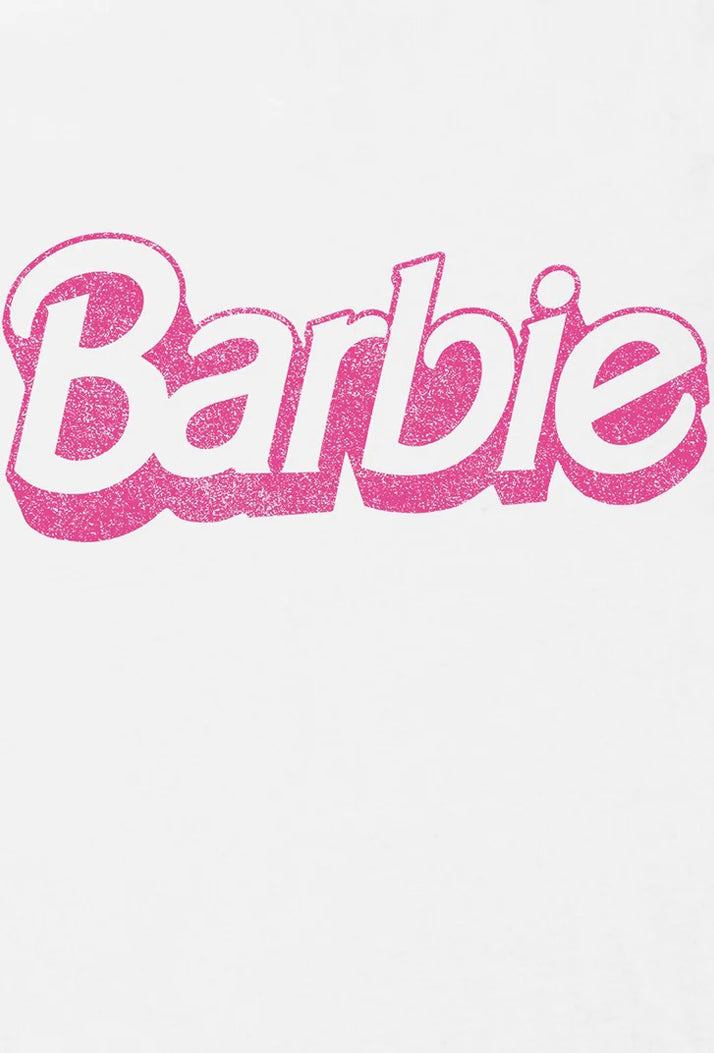 Barbie Distressed Logo Ladies T-Shirt - White