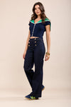 Toxik3 L21447-1 High Waist Flare Button Jeans - Blue Jeans Raw