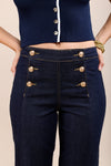 Toxik3 L21447-1 High Waist Flare Button Jeans - Blue Jeans Raw