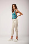 Toxik3 L20029-C1 High Waist Boyfriend Jeans - Ecru