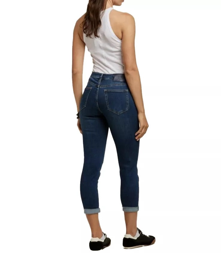 Toxik3 L20029-33 High Waist Boyfriend Jeans - Dark Blue