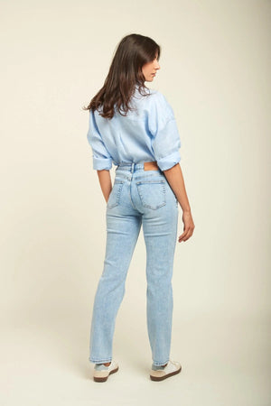 Toxik3 L21274-7 High Rise Straight Cut Jeans - Light Blue