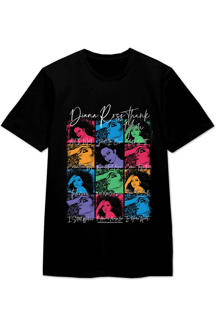 Diana Ross Thankyou Pop Art T-Shirt - Black