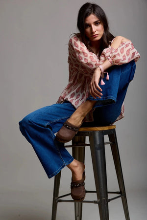 Toxik3 G0399-2 High Waist Wide Leg Jeans - Mid Blue