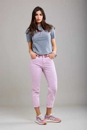 Toxik3 L20029-C17A High Waist Boyfriend Jeans - Pink