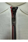 Trojan Ottoman Rib Chrome-Effect Zip Polo Shirt - Ecru