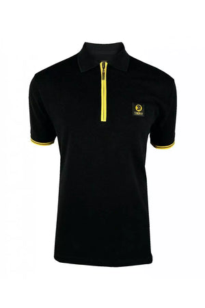 Trojan Plain Zip Pique Polo - Black