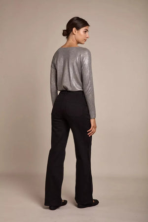 Toxik3 L21355 High Waist Wide Leg Jeans - Black