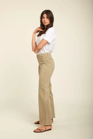 Toxik3 L21355-3 High Waist Wide Leg Jeans - Light Sage