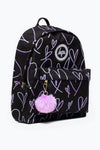 Hype Black Purple Glitter Scribble Heart Backpack