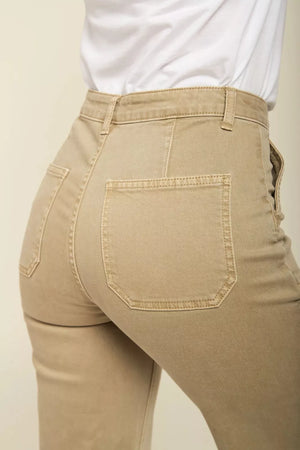 Toxik3 L21355-3 High Waist Wide Leg Jeans - Light Sage