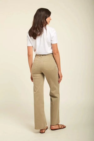 Toxik3 L21355-3 High Waist Wide Leg Jeans - Light Sage