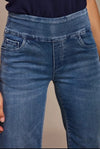 Tocada X Toxik3 Mid Rise Pull On Wide Leg Jeans - Mid Blue Wash
