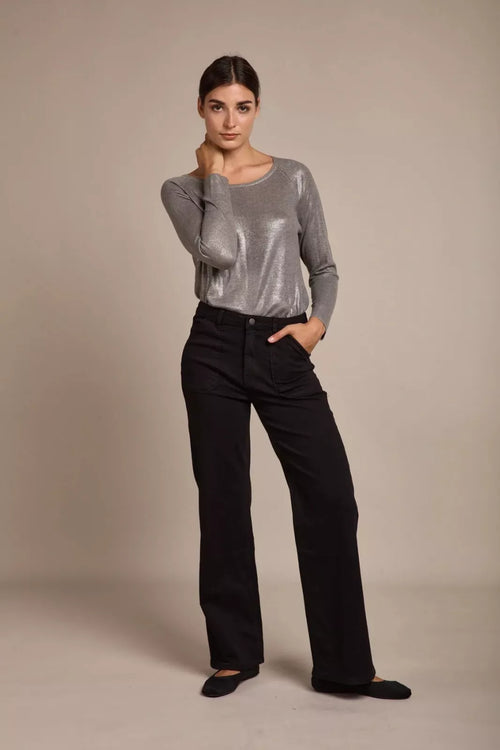 Toxik3 L21355 High Waist Wide Leg Jeans - Black