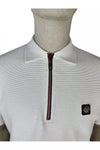 Trojan Ottoman Rib Chrome-Effect Zip Polo Shirt - Ecru