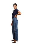 Tocada X Toxik3 Mid Rise Pull On Wide Leg Jeans - Mid Blue Wash