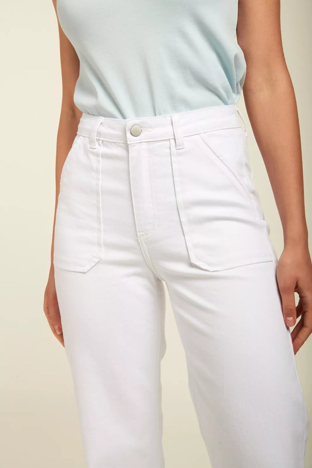Toxik3 L21355-1 High Waist Wide Leg Jeans - White