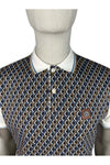 Trojan Diamond Jacquard Panel Polo Shirt - Ecru