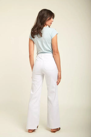Toxik3 L21355-1 High Waist Wide Leg Jeans - White