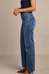 Tocada X Toxik3 Mid Rise Pull On Wide Leg Jeans - Mid Blue Wash