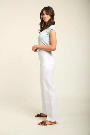 Toxik3 L21355-1 High Waist Wide Leg Jeans - White