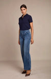 Tocada X Toxik3 Mid Rise Pull On Wide Leg Jeans - Mid Blue Wash