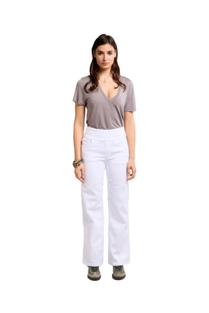 Tocada X Toxik3 High Rise Pull On Wide Leg Jeans - White