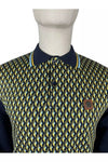 Trojan Deco Panel Long Sleeve Polo - Navy