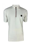 Trojan Ottoman Rib Chrome-Effect Zip Polo Shirt - Ecru