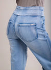 Tocada X Toxik3 Mid Rise Pull On Wide Leg Jeans - Light Blue Wash