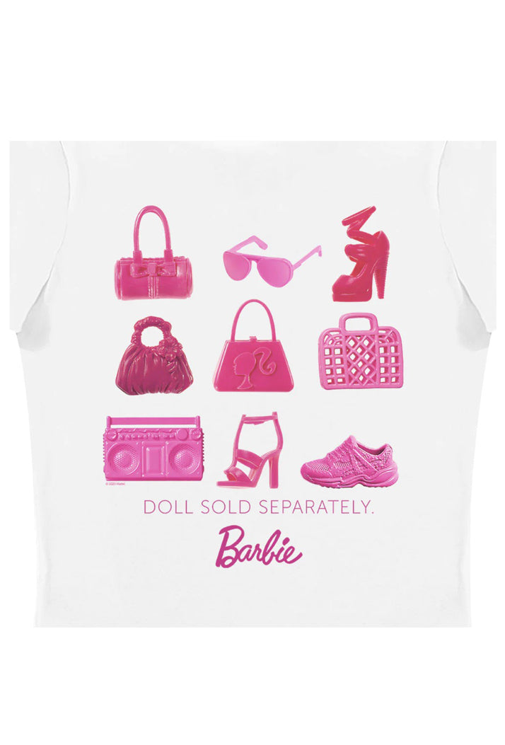 Barbie Doll Sold Separately Shoes & Handbags Ladies Fit T-Shirt - White