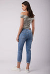 Toxik3 L20029-38 High Waist Boyfriend Jeans - Mid Blue