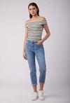 Toxik3 L20029-38 High Waist Boyfriend Jeans - Mid Blue