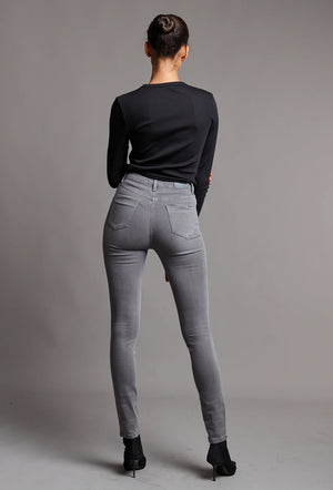 Toxik3 L185-160 High Waist Skinny Jeans - Grey