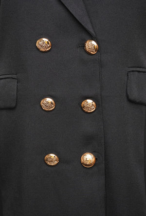 DOUBLE BREASTED LONGLINE JACKET - BLACK