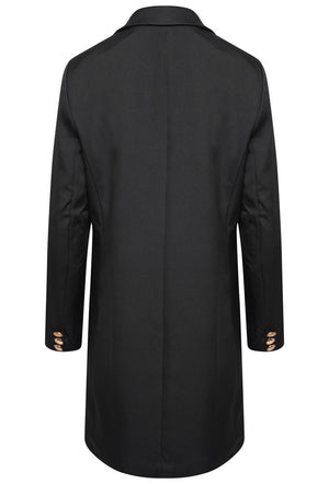 DOUBLE BREASTED LONGLINE JACKET - BLACK