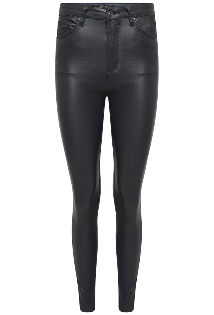 TOXIK3 H2380-8 REGULAR WAIST PU SKINNY JEANS - GREY