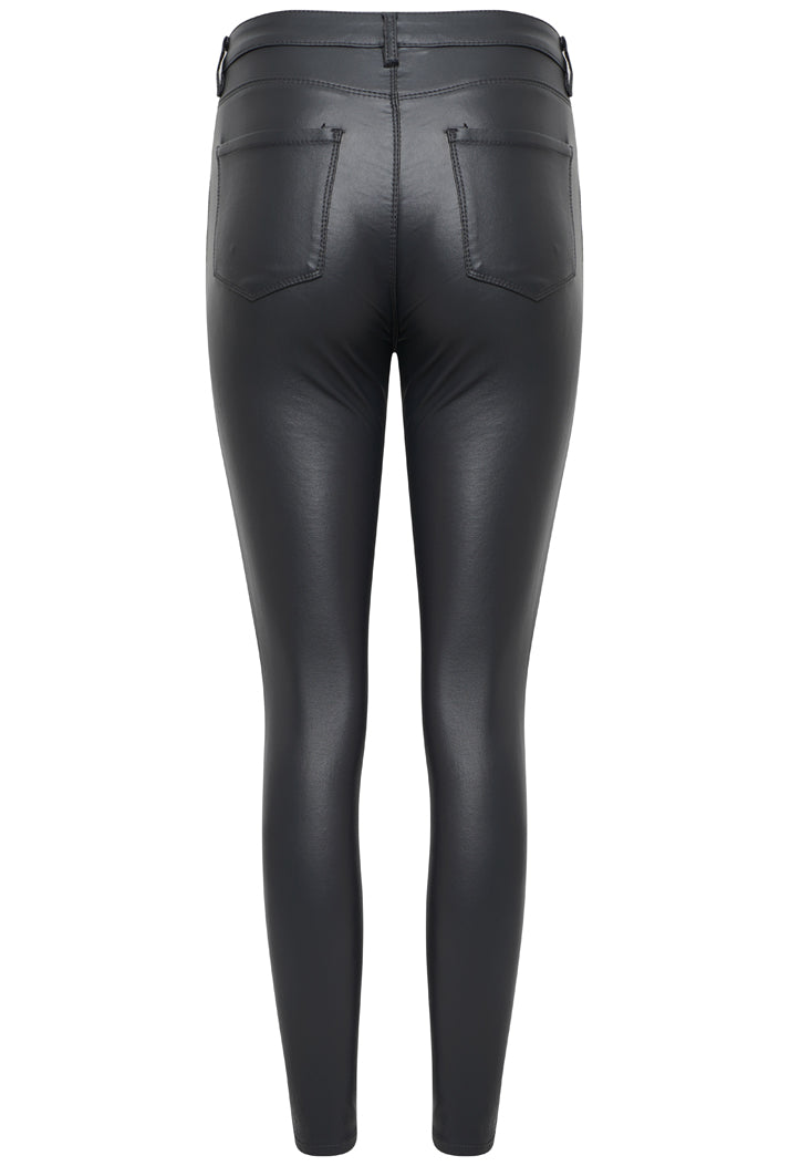 TOXIK3 H2380-8 REGULAR WAIST PU SKINNY JEANS - GREY