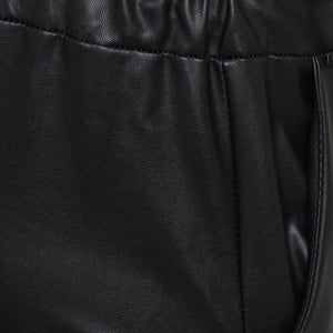 FAUX LEATHER PAPER BAG RELAXED FIT CROPPED TROUSER - BLACK