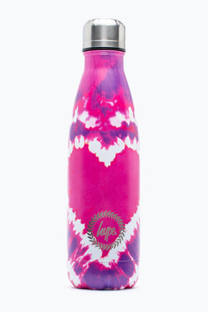 Hype Pink Heart Hippy Tie Dye Metal Water Bottle