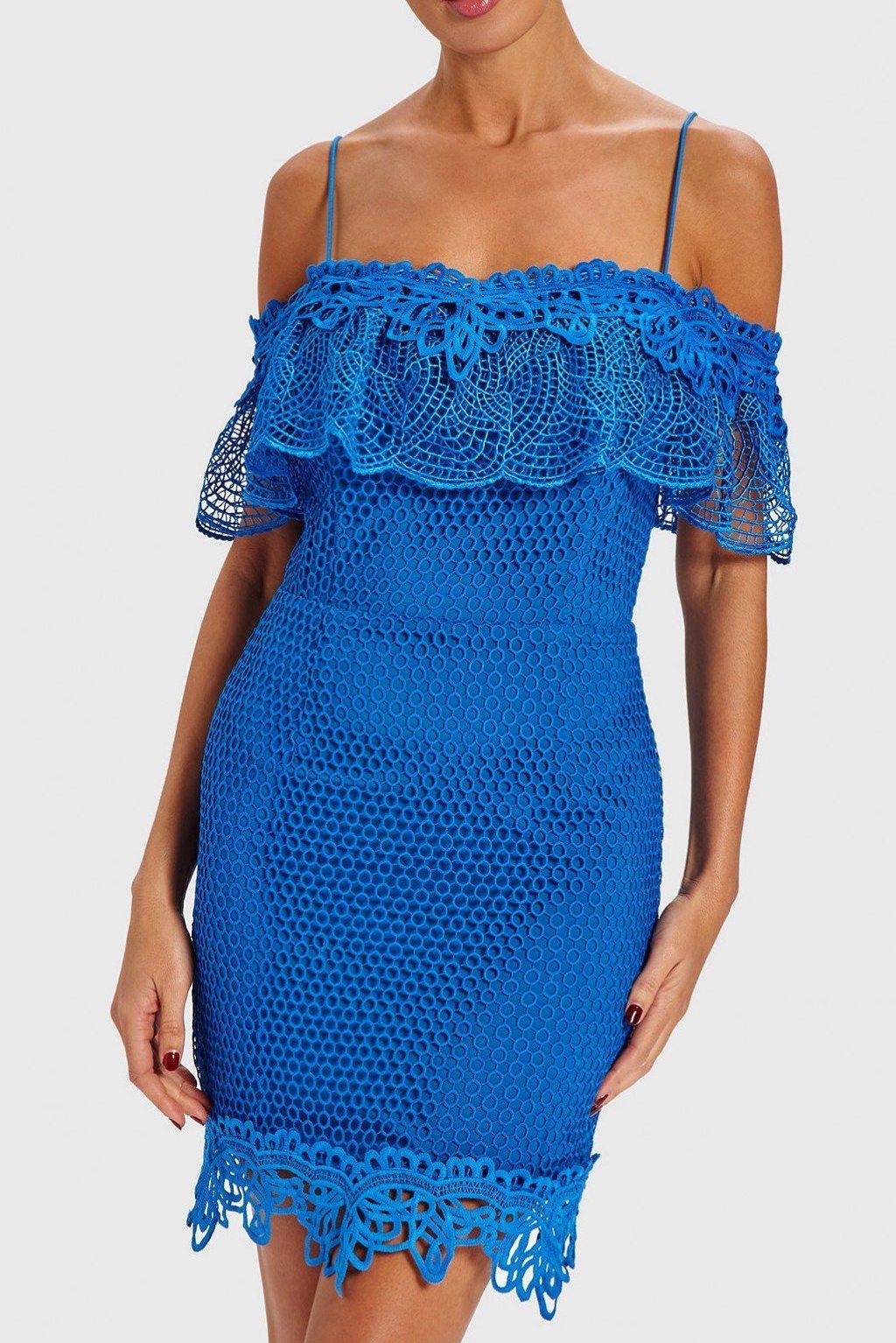 FOREVER UNIQUE EDITH LASER CUT LACE DRESS - SAX BLUE db3online FOREVER UNIQUE EDITH LASER CUT LACE DRESS - SAX BLUE db3online