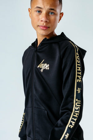 Gold JH Tape Kids Zip Hoodie - Black