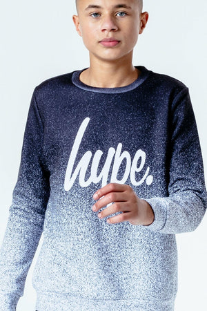 Black/White Speckle Fade Kids Crew Neck Top
