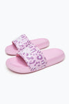 Hype Kids Unisex Pink Tone On Tone Leopard Script Sliders