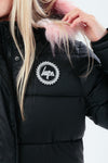 Hype Black Kids Explorer Jacket With Pink Fur