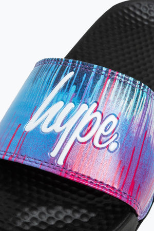 Hype Kids Unisex Pink Drip Script Sliders