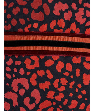 Roxanna Leopard Print Cold-Shoulder Contrast Ruffle Dress - Red