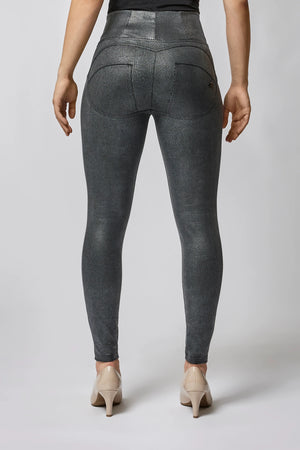 Freddy WR.UP® High-Rise Python Eco Leather Trousers - Charcoal