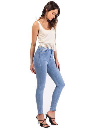 Toxik3 L21110-1 High Waist Stretch Skinny Jeans - Light Blue